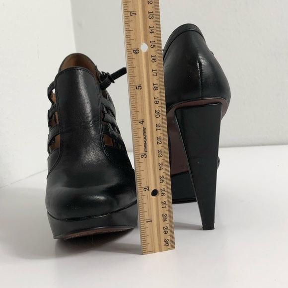 No 704b. Black Leather Platform Side Cage Heels 38 - Picture 5 of 8